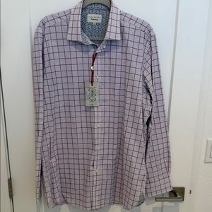 NWT Ted Baker Men’s Dress shirt Size 16.5 34/35  Window Pane